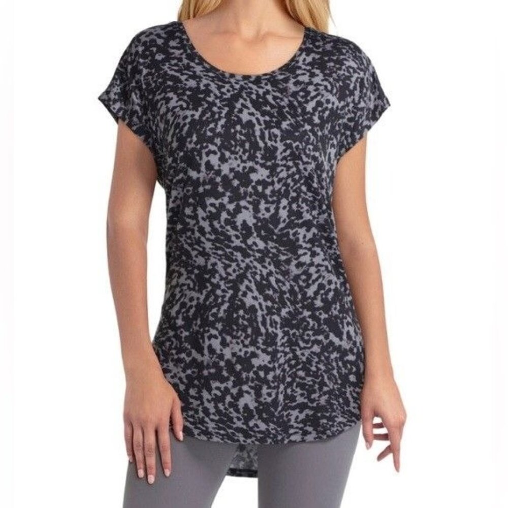 Halston Studio Scoop Neck High/Low T-Shirt Sz XL Womens Animal Print Soft